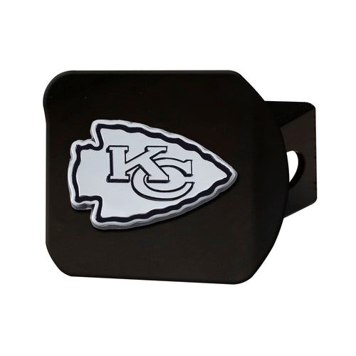 Kansas City Chiefs Chrome Emblem On Black Hitch Cover