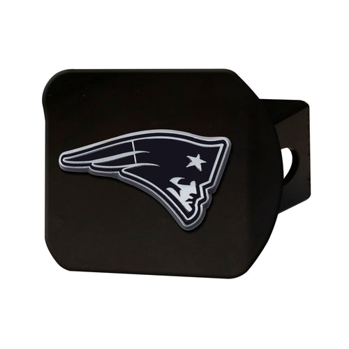 New England Patriots Chrome Emblem On Black Hitch Cover