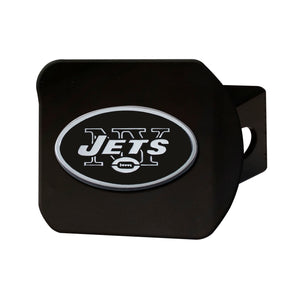 New York Jets Chrome Emblem On Black Hitch Cover