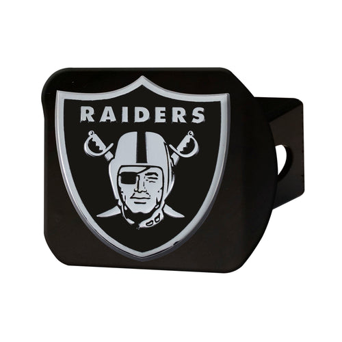 Las Vegas Raiders Chrome Emblem On Black Hitch Cover