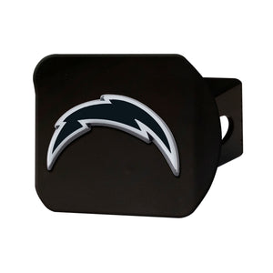 Los Angeles Chargers Chrome Emblem On Black Hitch Cover