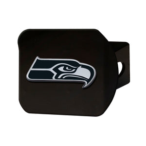 Seattle Seahawks Chrome Emblem On Black Hitch Cover