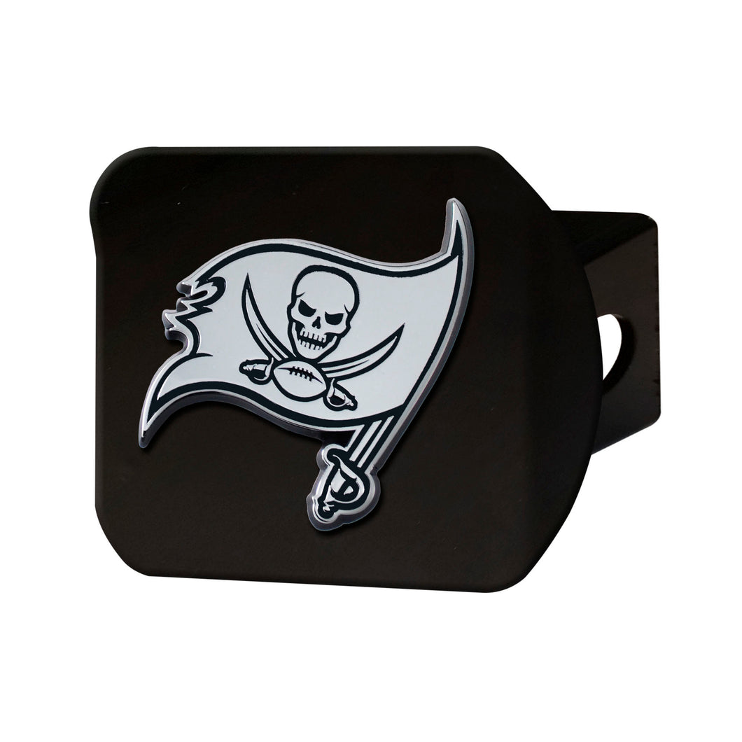 Tampa Bay Buccaneers Chrome Emblem On Black Hitch Cover