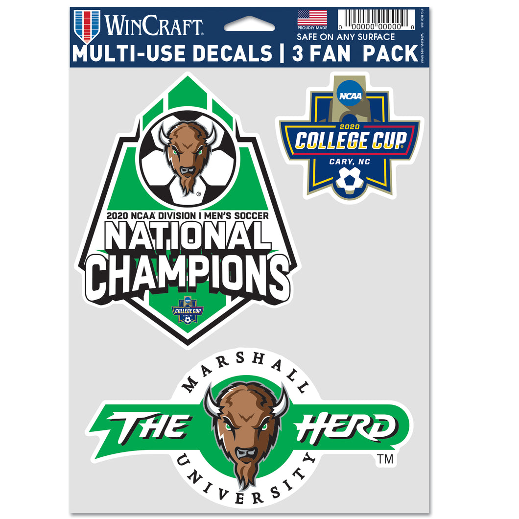 Marshall Thundering Herd 2020 Soccer National Champions Decal - 3 Pack