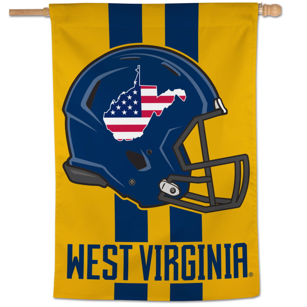 West Virginia Mountaineers Military Helmet Vertical Flag - 28