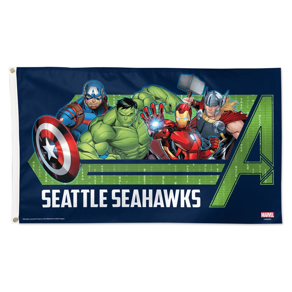 Seattle Seahawks Marvel's Avengers Deluxe Flag - 3'x5'