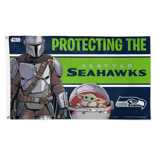 Seattle Seahawks Star Wars Mandalorian Deluxe Flag - 3'x5'