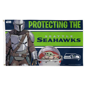 Seattle Seahawks Star Wars Mandalorian Deluxe Flag - 3'x5'