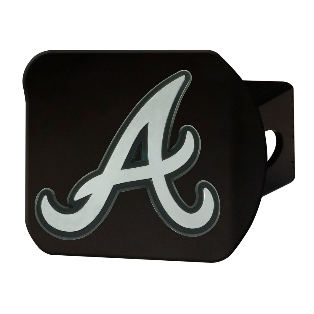 Atlanta Braves Chrome Emblem On Black Hitch Cover