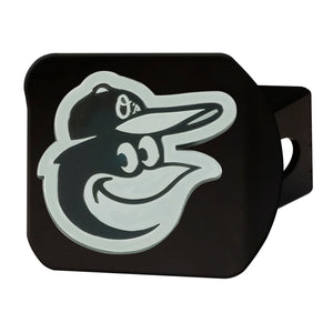 Baltimore Orioles Chrome Emblem On Black Hitch Cover