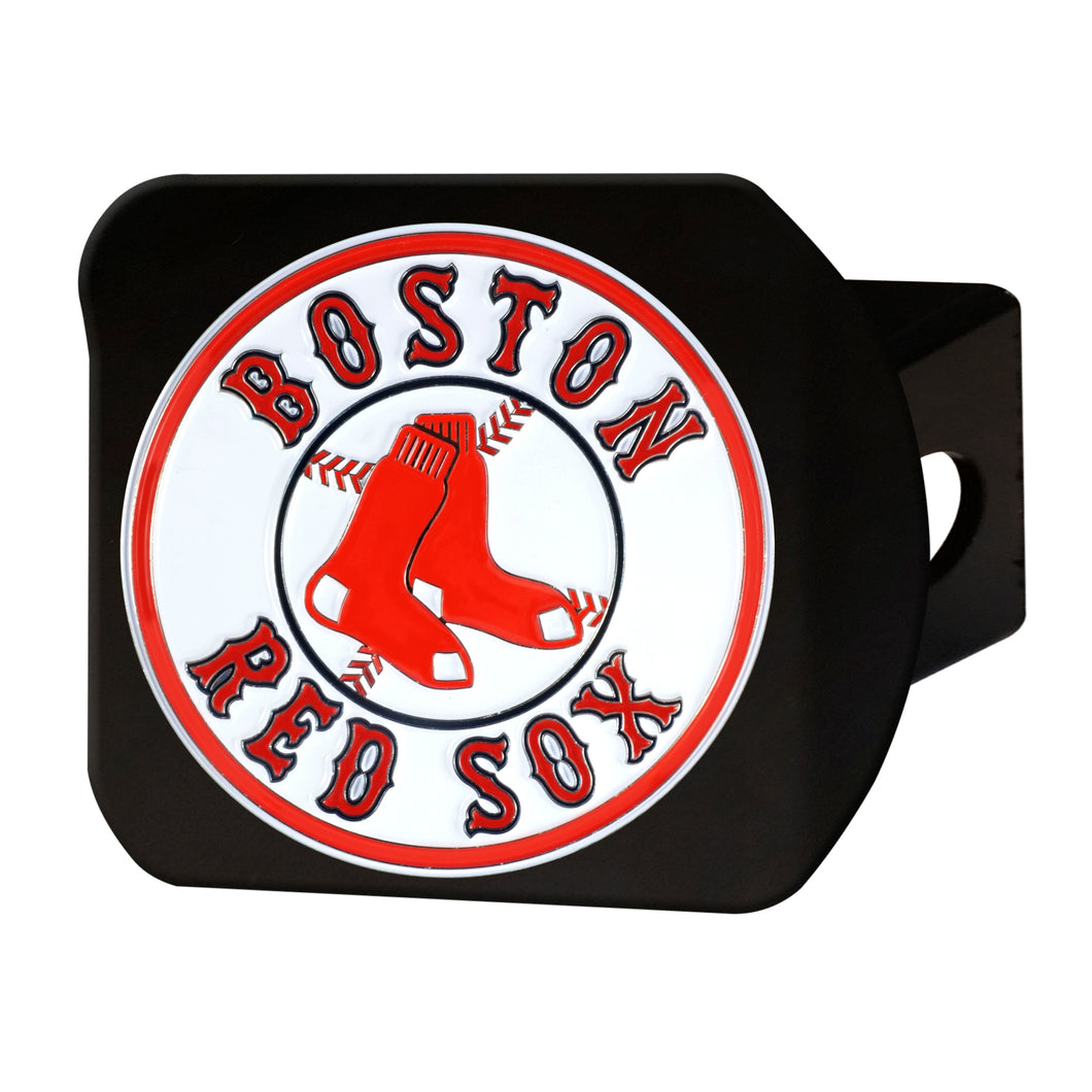 Boston Red Sox Chrome Emblem On Chrome Hitch Cover Wordmark