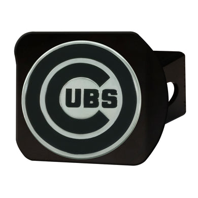 Chicago Cubs Chrome Emblem On Black Hitch Cover