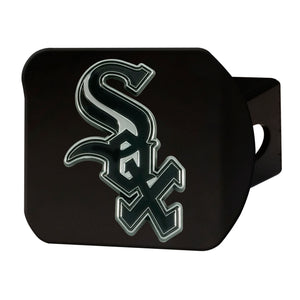 Chicago White Sox Chrome Emblem On Black Hitch Cover