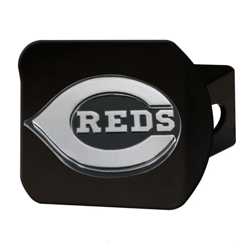 Cincinnati Reds Chrome Emblem On Black Hitch Cover