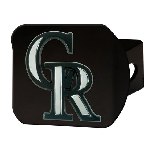 Colorado Rockies Chrome Emblem On Black Hitch Cover