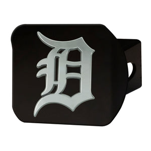 Detroit Tigers Chrome Emblem On Black Hitch Cover