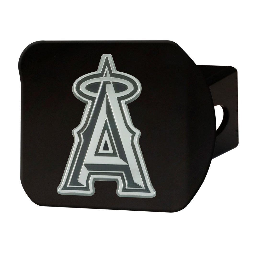 Los Angeles Angels Chrome Emblem On Black Hitch Cover