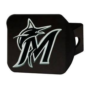 Miami Marlins Chrome Emblem On Black Hitch Cover