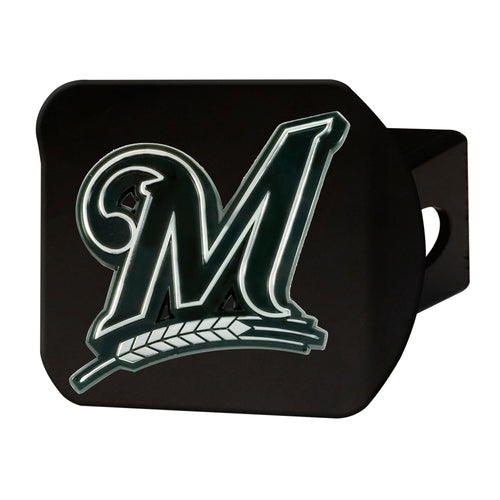 Milwaukee Brewers Chrome Emblem On Black Hitch Cover