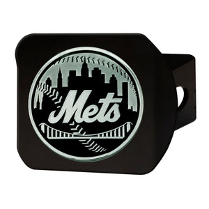 New York Mets Chrome Emblem On Black Hitch Cover