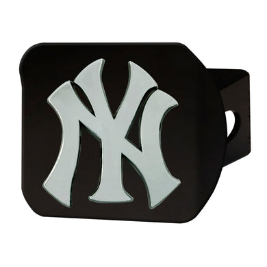 New York Yankees Chrome Emblem On Black Hitch Cover