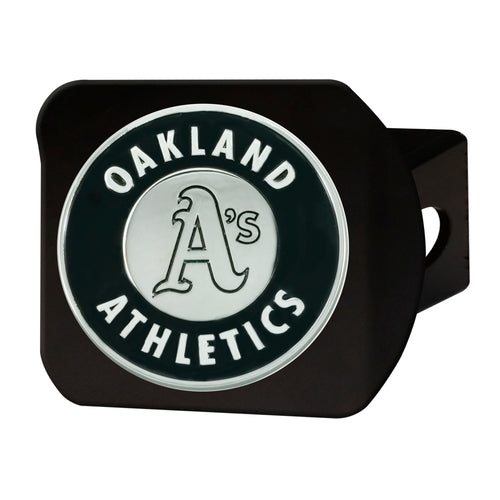 Oakland Athletics Chrome Emblem On Black Hitch Cover