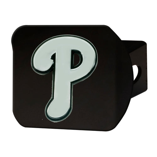 Philadelphia Phillies Chrome Emblem On Black Hitch Cover