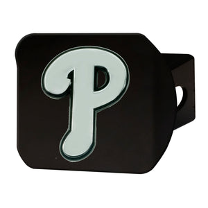 Philadelphia Phillies Chrome Emblem On Black Hitch Cover