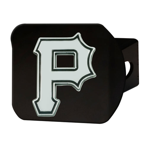 Pittsburgh Pirates Chrome Emblem On Black Hitch Cover