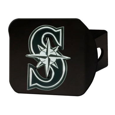 Seattle Mariners Chrome Emblem On Black Hitch Cover