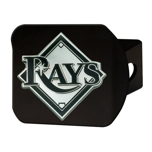 Tampa Bay Rays Chrome Emblem On Black Hitch Cover