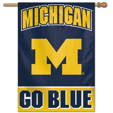 Michigan Wolverines GO BLUE Vertical Flag - 28