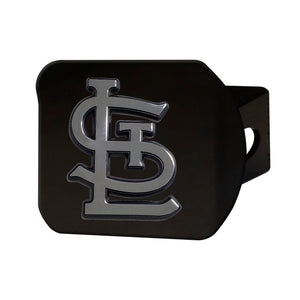 St. Louis Cardinals Chrome Emblem On Black Hitch Cover