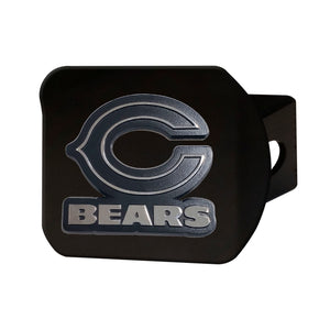 Chicago Bears Chrome Emblem On Black Hitch Cover Block C