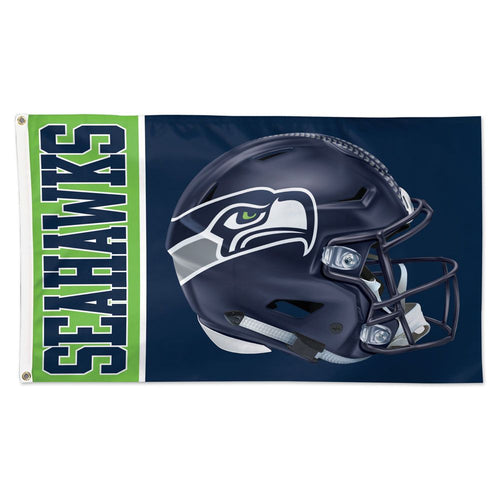 Seattle Seahawks Helmet Wordmark Deluxe Flag - 3'x5'