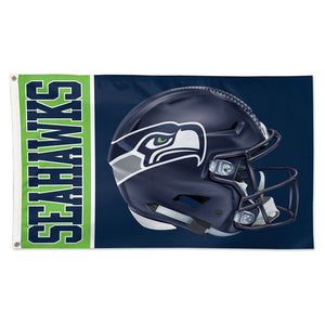 Seattle Seahawks Helmet Wordmark Deluxe Flag - 3'x5'