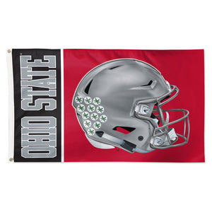 Ohio State Buckeyes Wordmark Helmet Deluxe Flag - 3'x5'