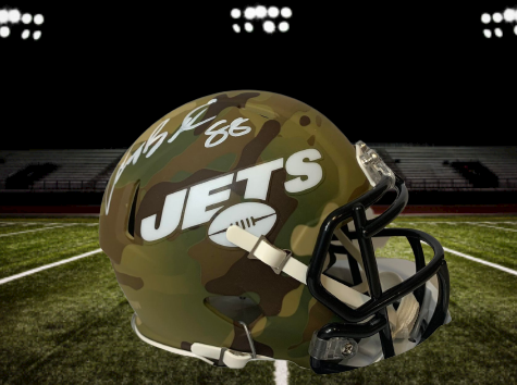 Anthony Becht Autographed New York Jets Camo Mini Helmet