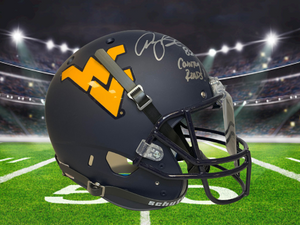 Anthony Becht Autographed West Virginia Mountaineers Blue Full Size Helmet