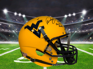 Anthony Becht Autographed West Virginia Mountaineers Gold Full Size Helmet