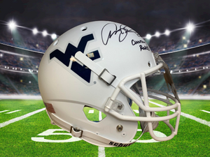 Anthony Becht Autographed West Virginia Mountaineers White Full Size Helmet