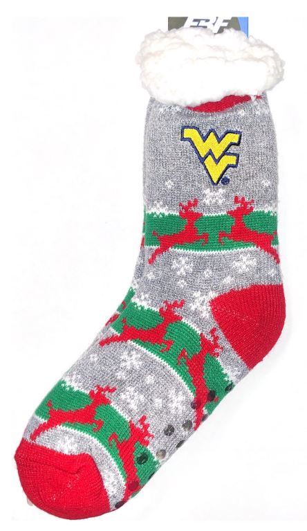 West Virginia Mountaineers Reindeer Sweater Sherpa Sock