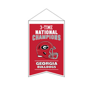 Georgia Bulldogs 3x Football National Champions Banner 14"x22"