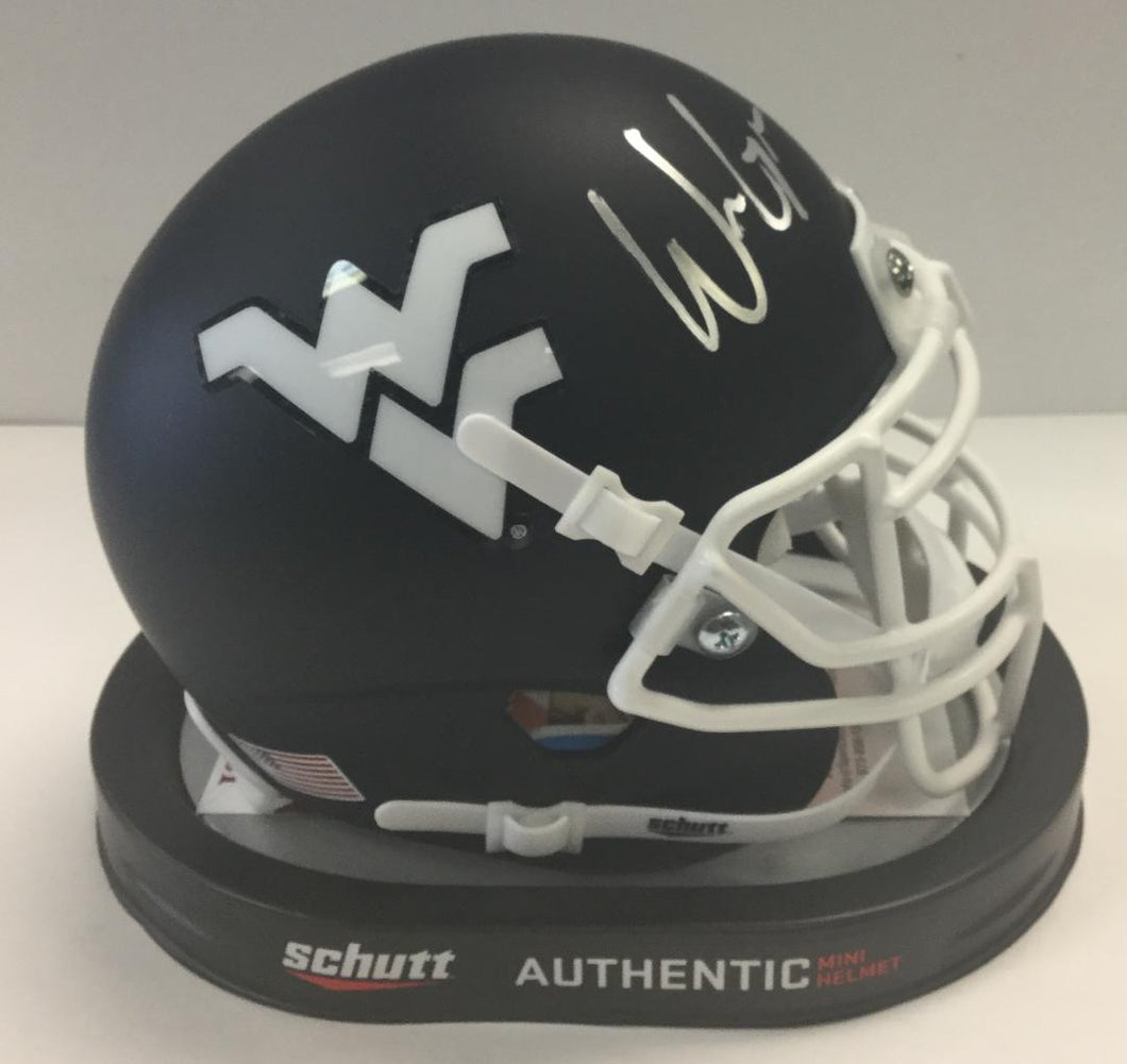 Will Grier West Virginia Mountaineers Signed WVU New Blue Mini Helmet