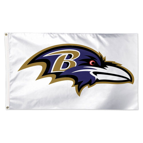 Baltimore Ravens White Deluxe Flag - 3'x5'
