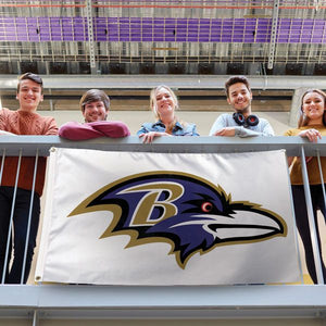 Baltimore Ravens White Deluxe Flag - 3'x5'
