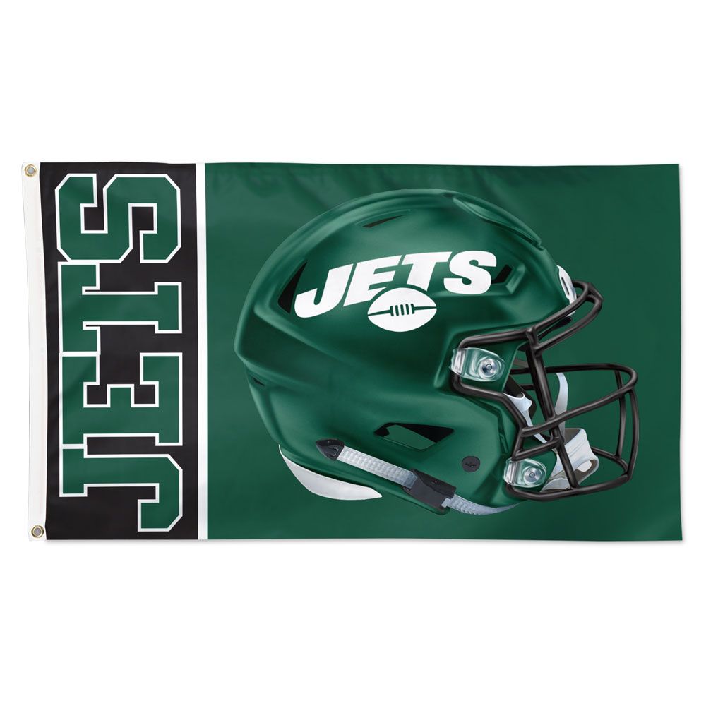 New York Jets Helmet Wordmark Deluxe Flag - 3'x5'