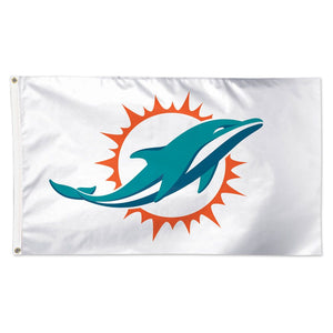 Miami Dolphins White Deluxe Flag - 3'x5'