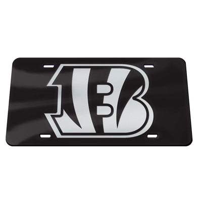 Cincinnati Bengals Black B Chrome Acrylic License Plate