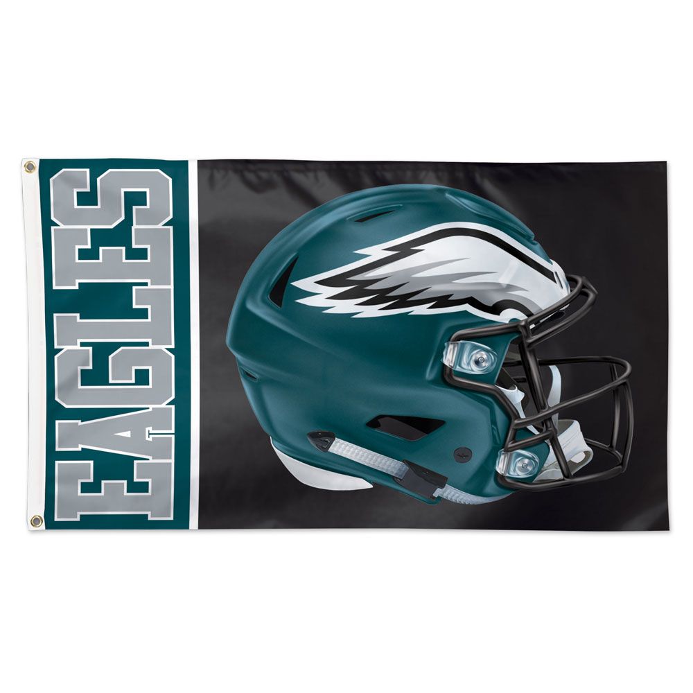Philadelphia Eagles Wordmark Helmet Deluxe Flag - 3'x5'